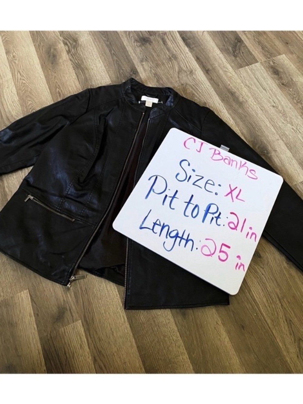 CJ BANKS Black Faux Leather Moto Jacket - Picture 4 of 4